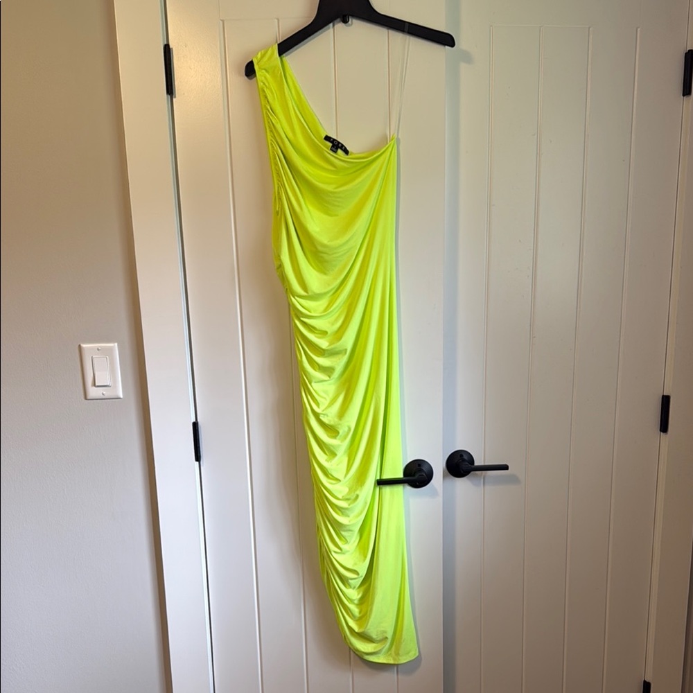 Neon Yellow One-Shoulder Dress